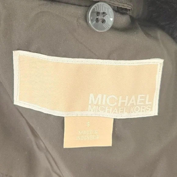 Michael Kors Women's Hooded Puffer Coat Faux Fur Down Fill Olive Green Small - Picture 6 of 8